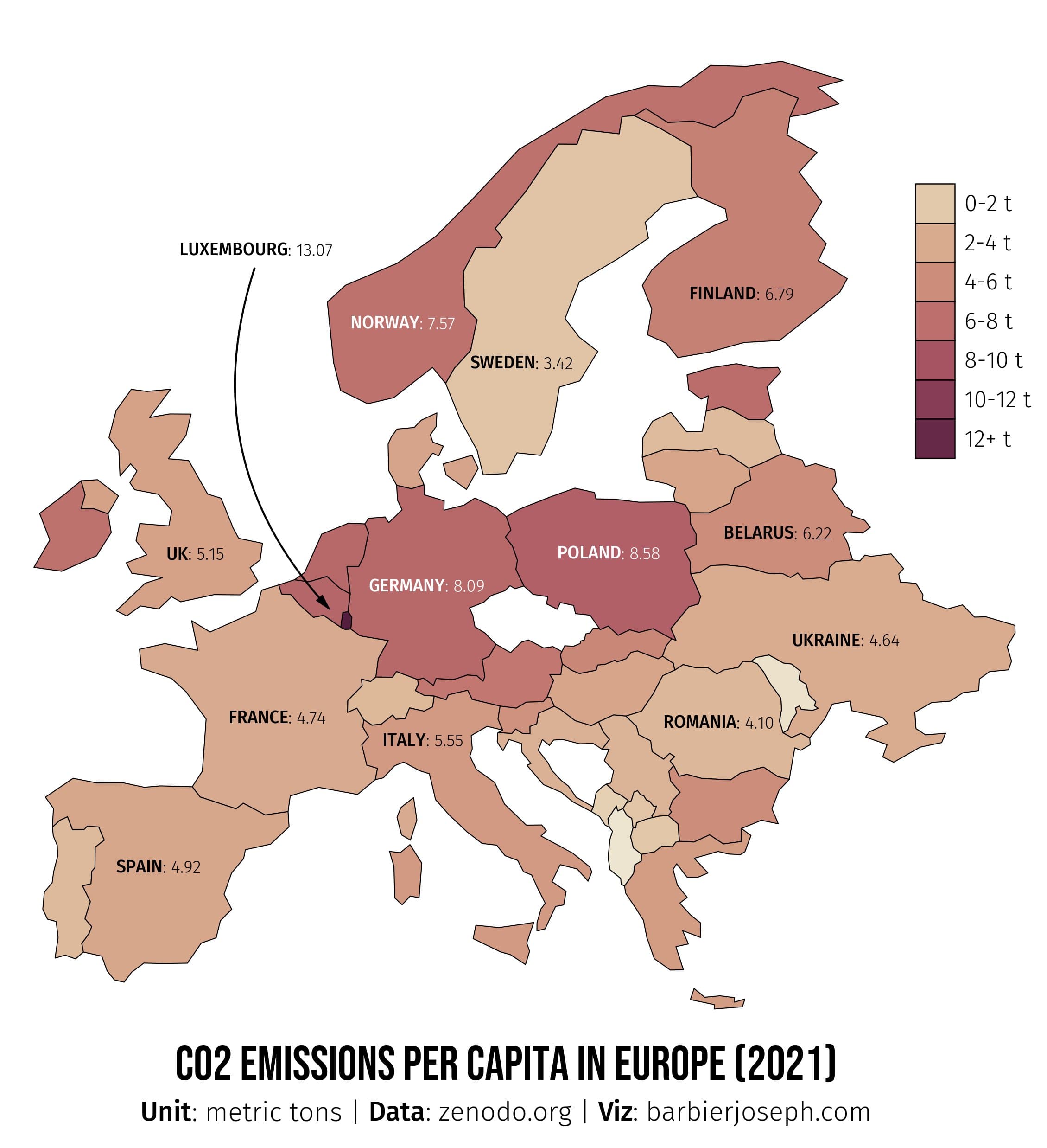 CO2 consumption per capita in Europe